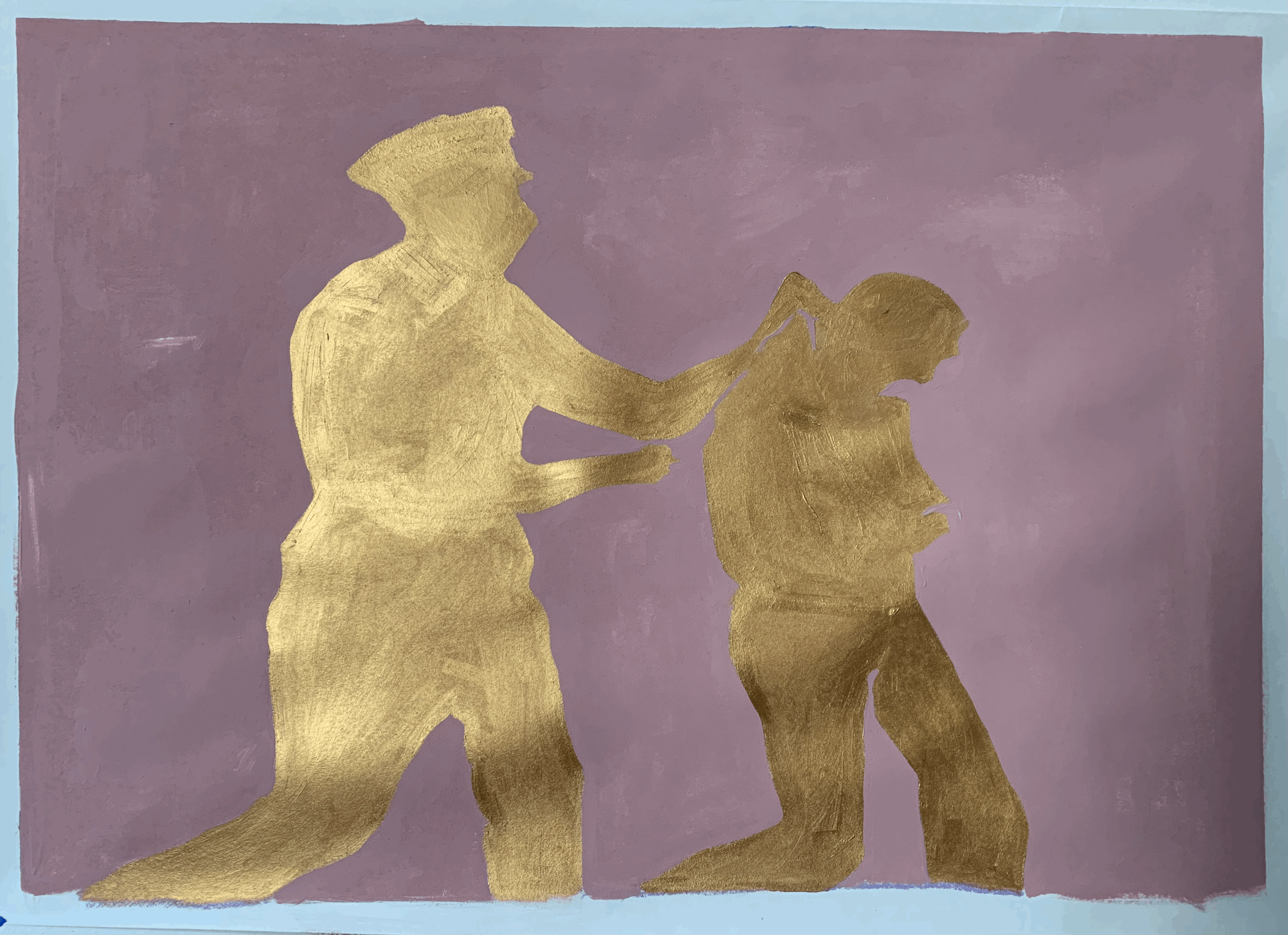  Untitled  2026  Emulsion, gold paint on Fabriano paper  54 × 85  cm  