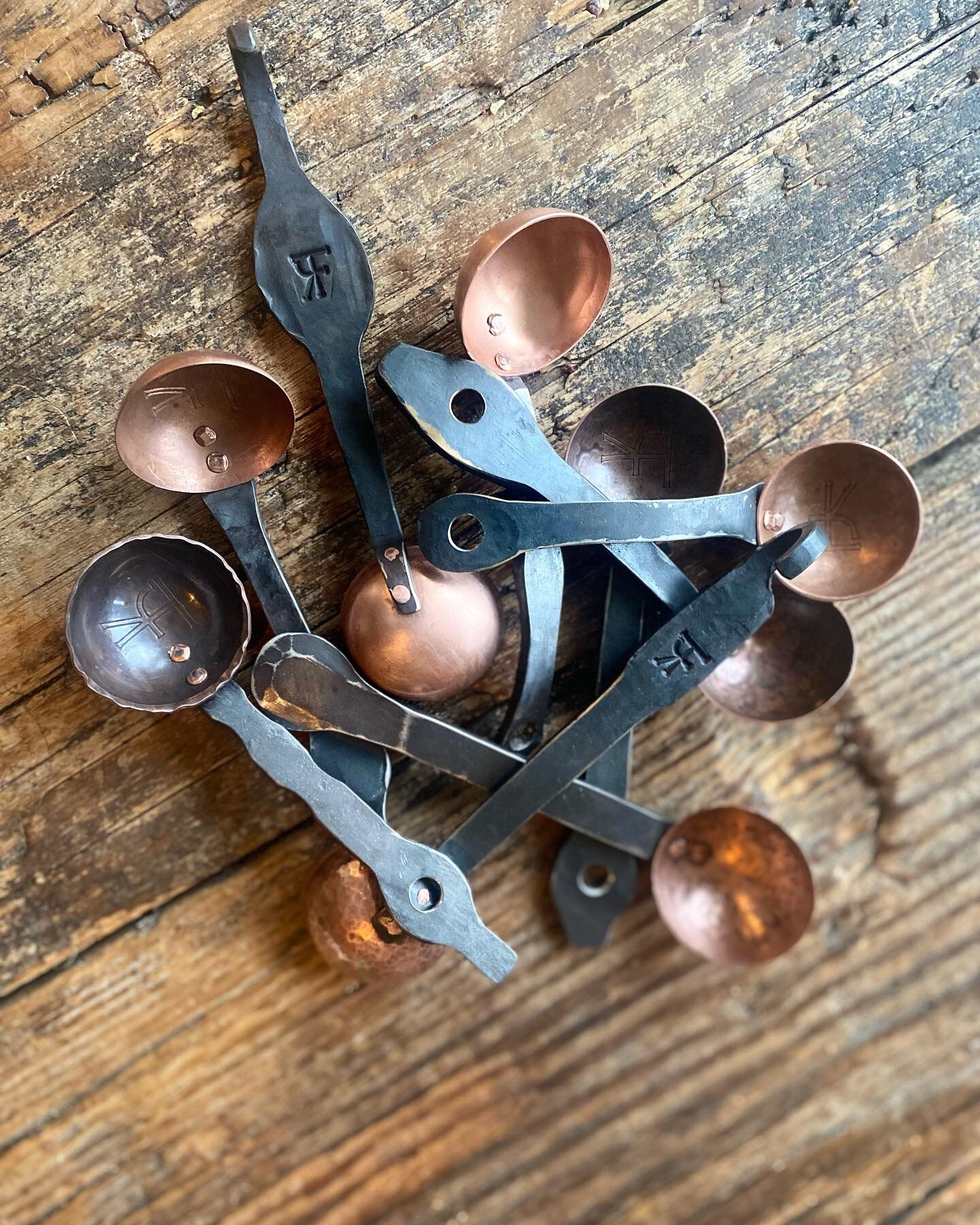 Round of coffee cutlery headed to @axeandreel. Also available on website, link in bio.  These stainless and copper critters are super fun to make and just about as much fun to use.  Made from stainless off-cuts, the handles take on a life their own a