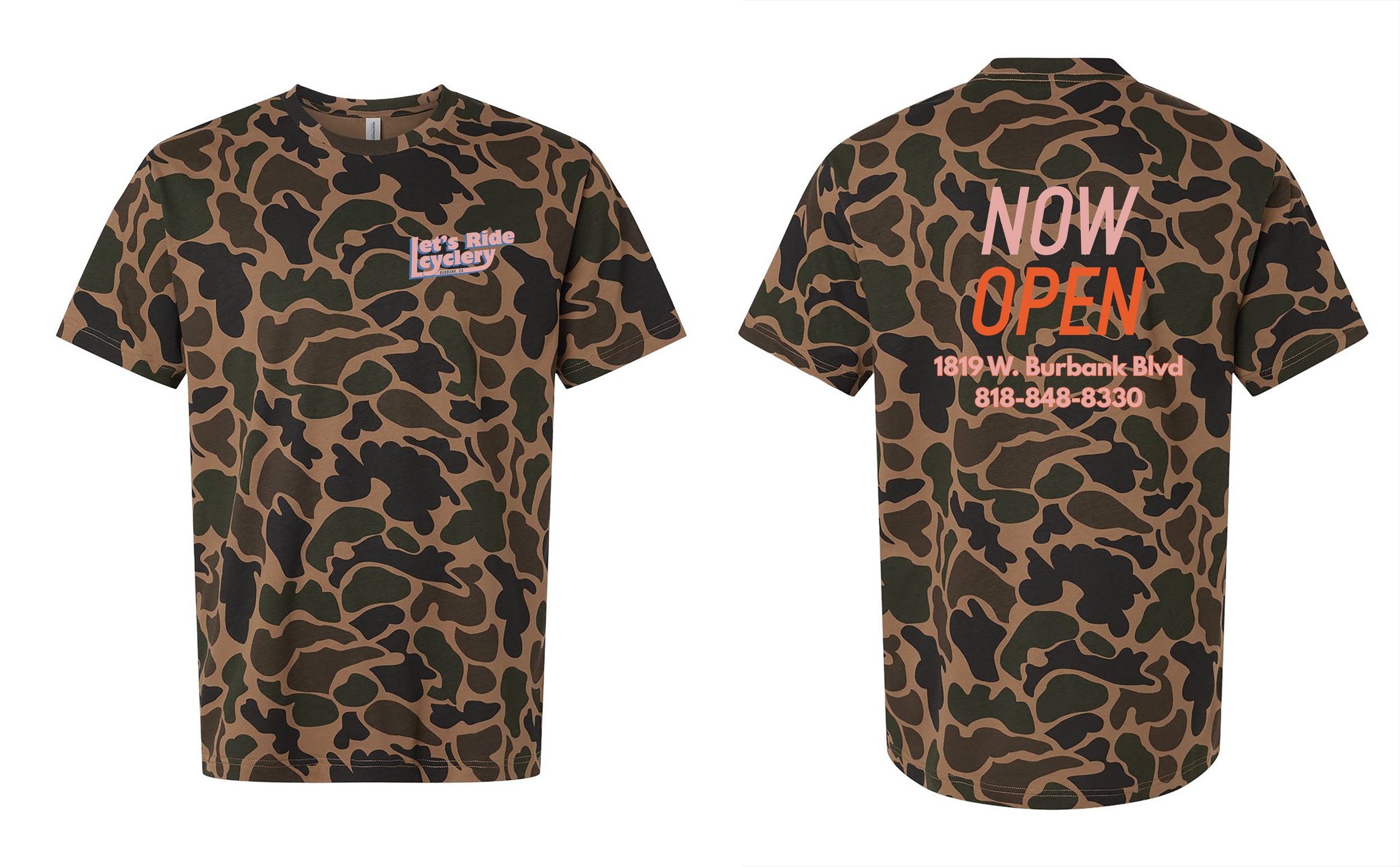 We Moved ,  NOW OPEN duck camo shirt