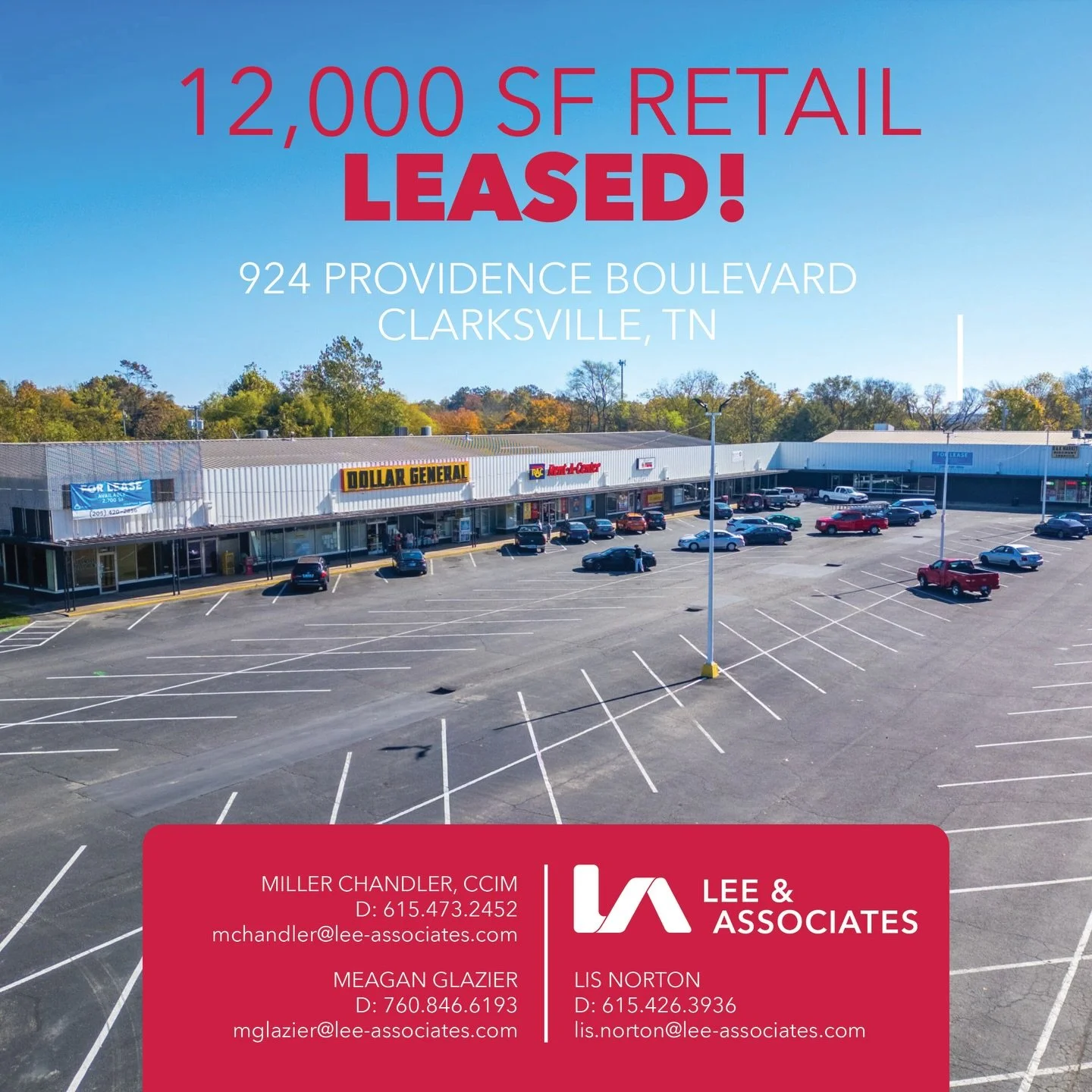 Done deal in #Clarksville! ✔️ @theretailteam just leased 12,000 SF at The Mart, located at 924 Providence Boulevard. This location sees an impressive 40K VPD at the turnoff to the center. 🚗🚙 It&rsquo;s a great opportunity for retailers in the area,