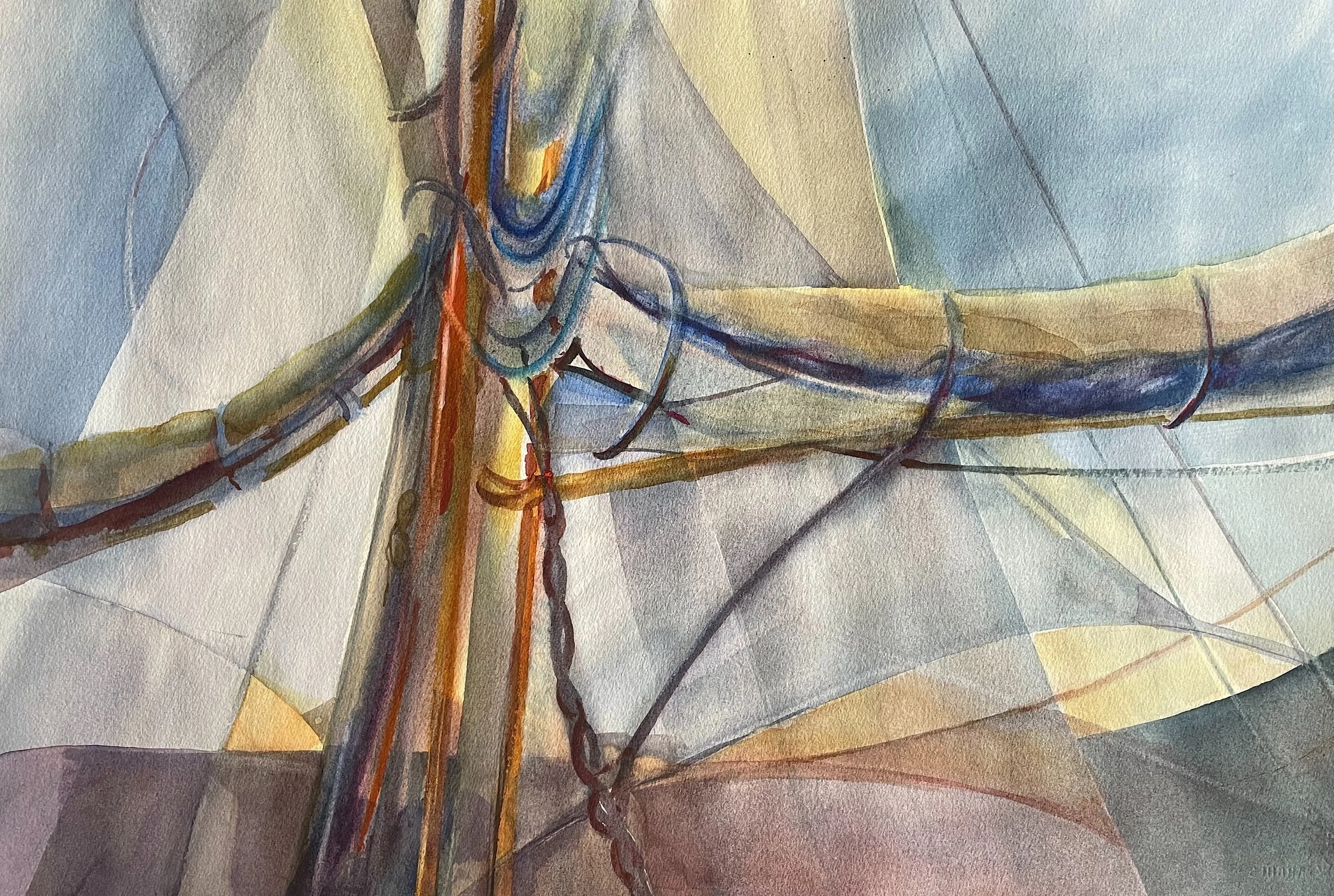Rigging in Color / watercolor  (22"w x 15" unmatted)