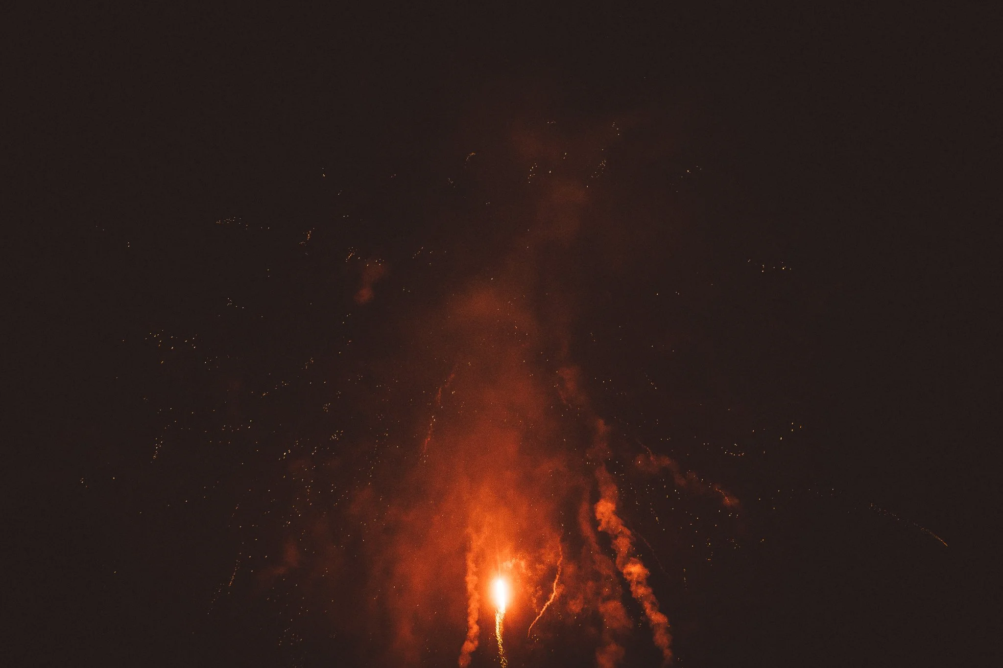 Fireworks at night in Inhaí, Diamantina