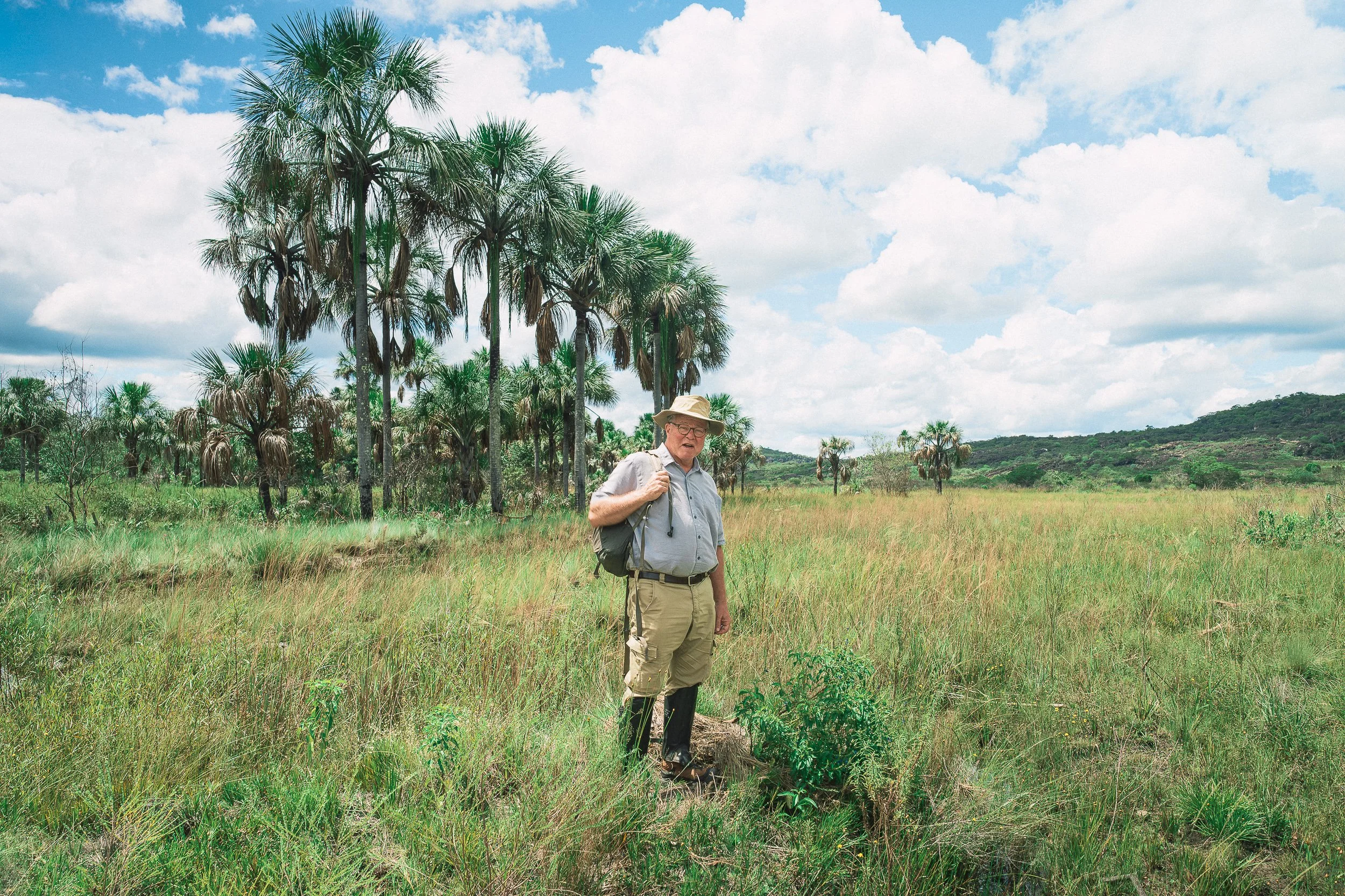 Greg hiking in the veredas at Fazenda Burití, Sempre Vivas National Park