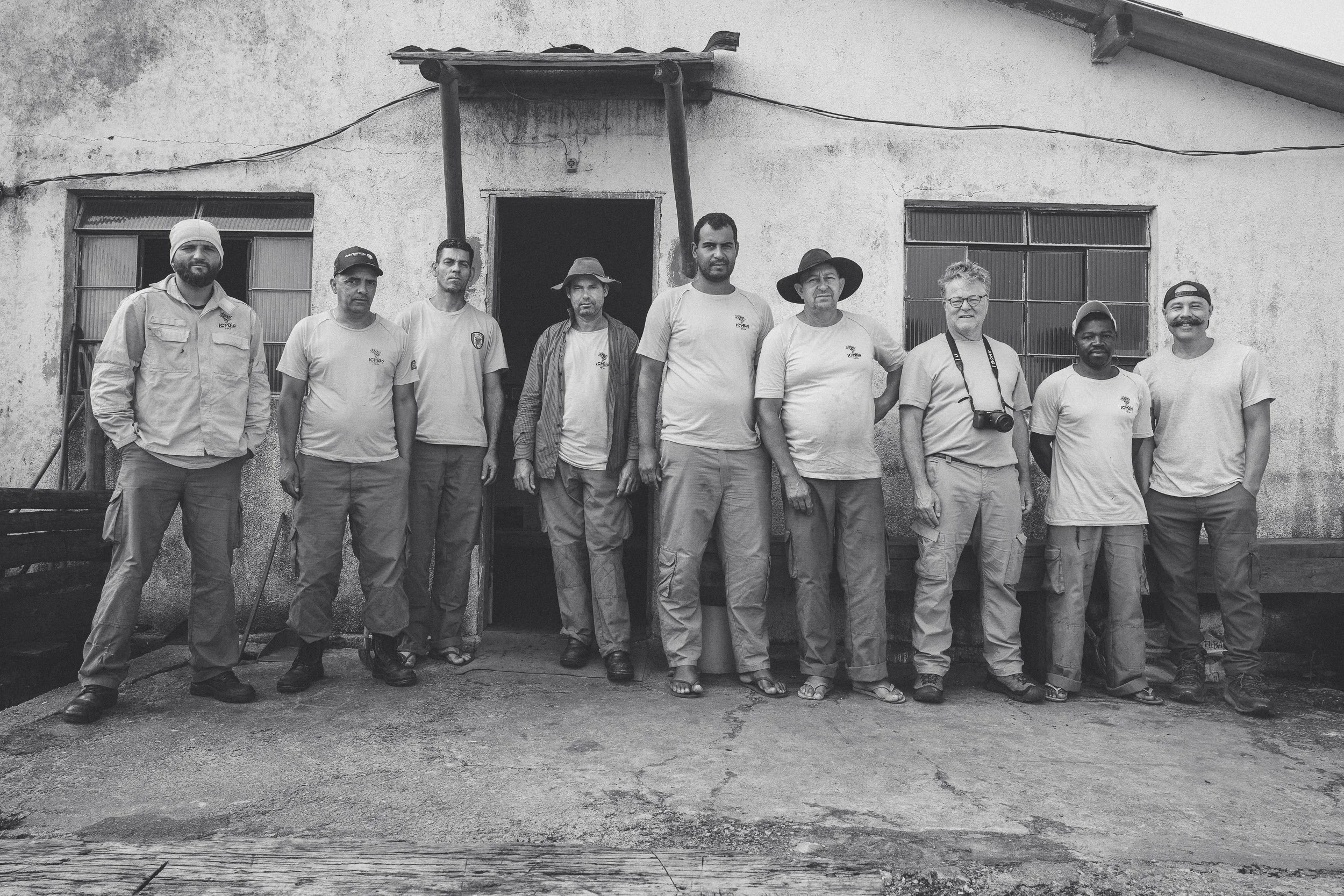 Eddie and Greg with the firefighters of Sempre Vivas National Park