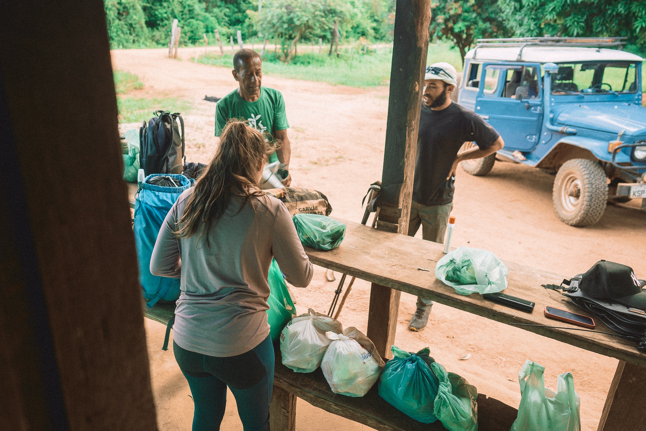 Prepping supplies for the Expedition in Sempre Vivas National Park