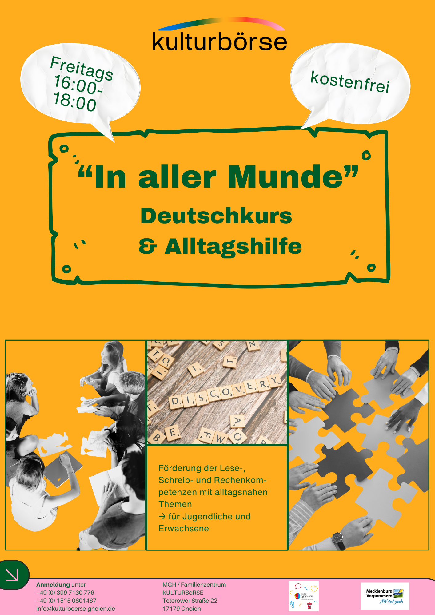 Deutschkurs ab jetzt immer Freitags