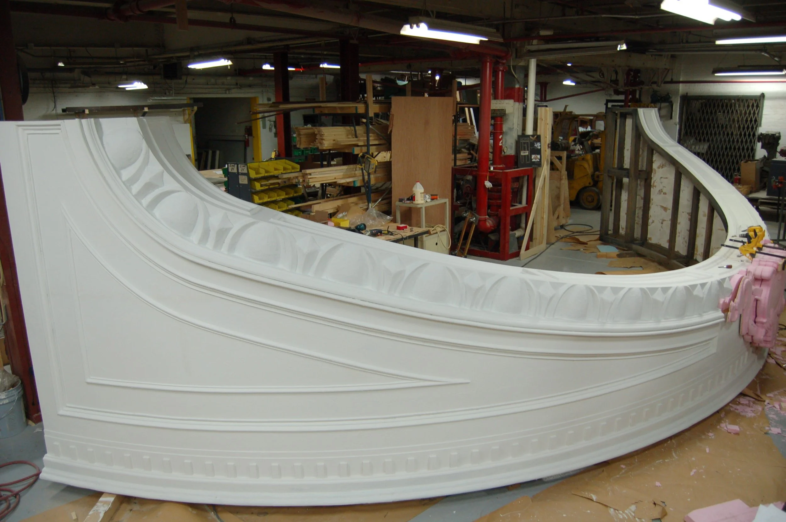 False Proscenium - application of cartouche  Ragtime  - Drury Lane Oak Brook (2010) Carpenter & Welder, Crosstown Scenic