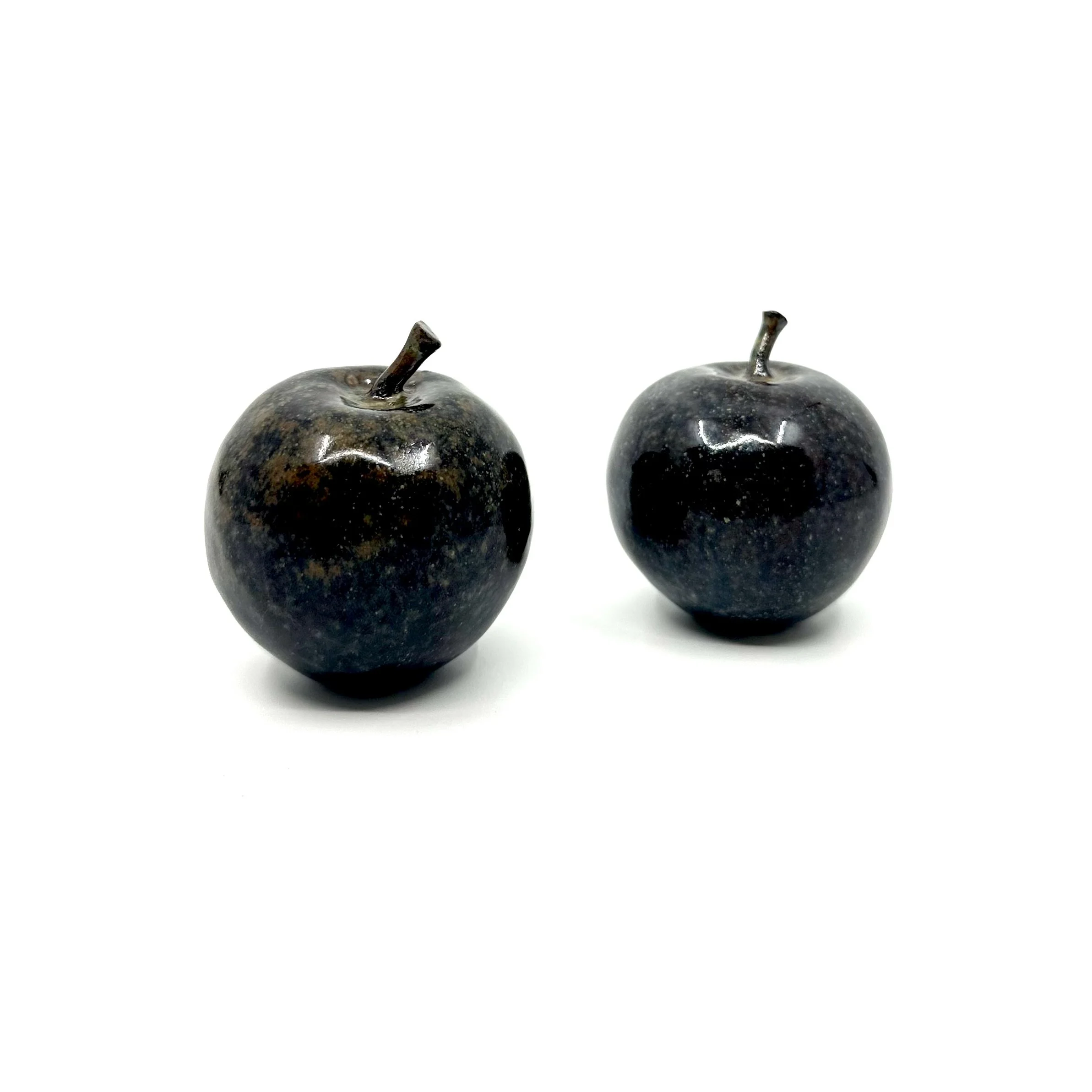 Pair of Apples, Deep Black with Soupçon of Temoku Flecks