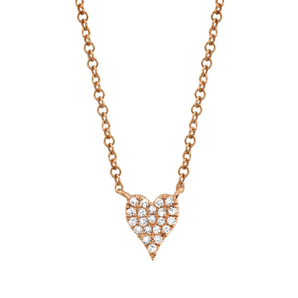 TINY DIAMOND PAVE HEART NECKLACE