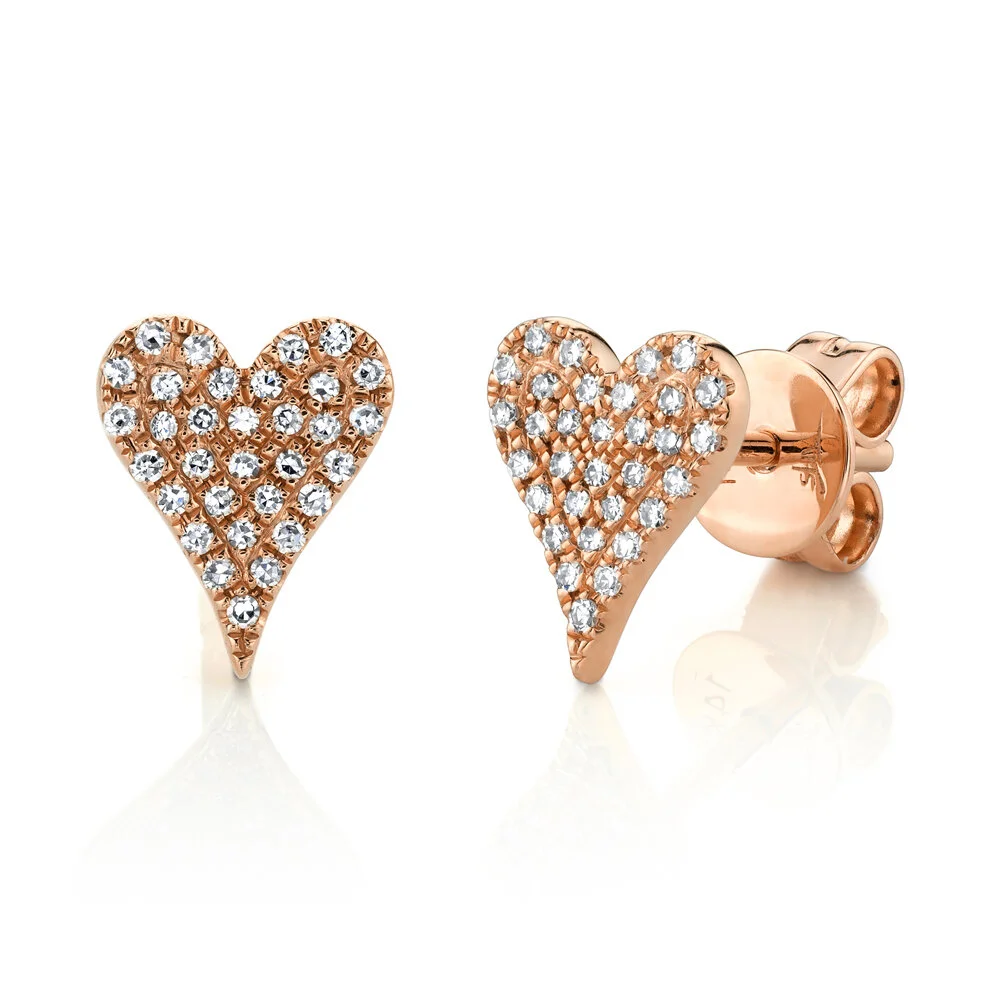 DIAMOND PAVE HEART STUD EARRING