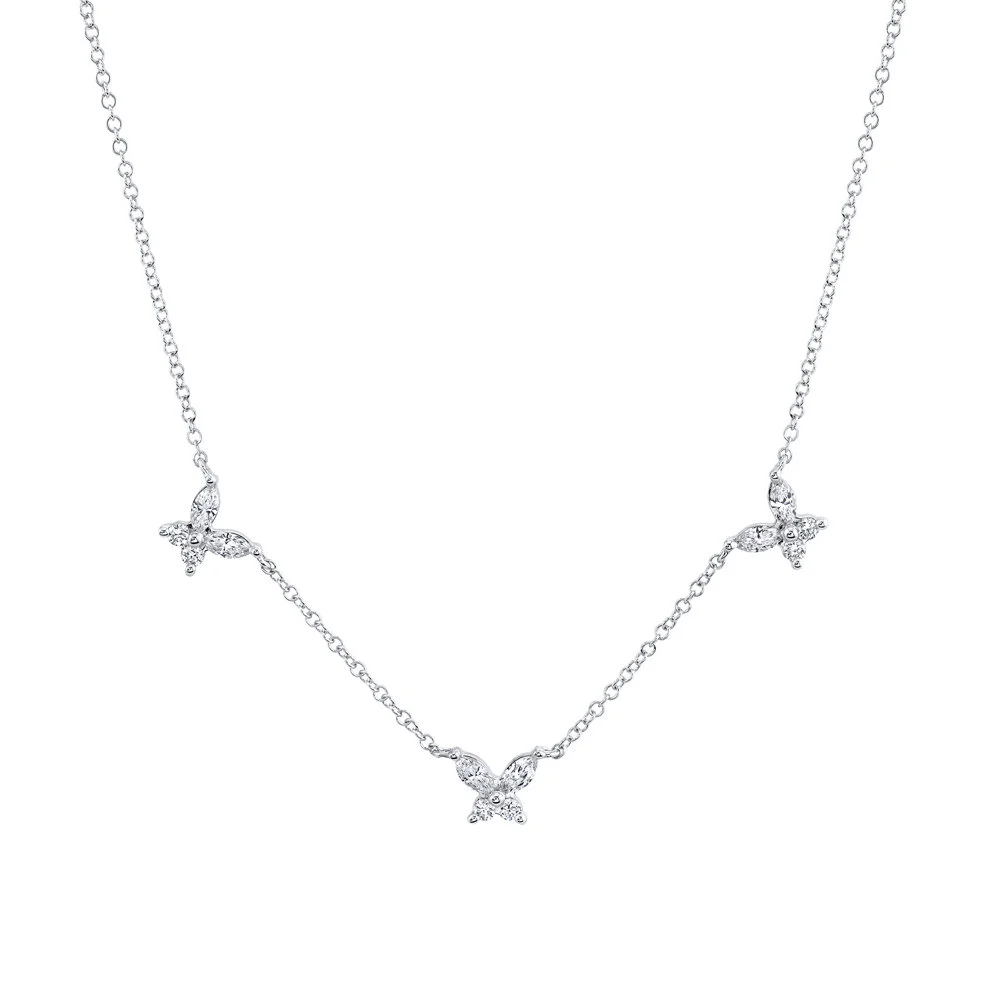 THREE DIAMOND BUTTERFLY NECKLACE