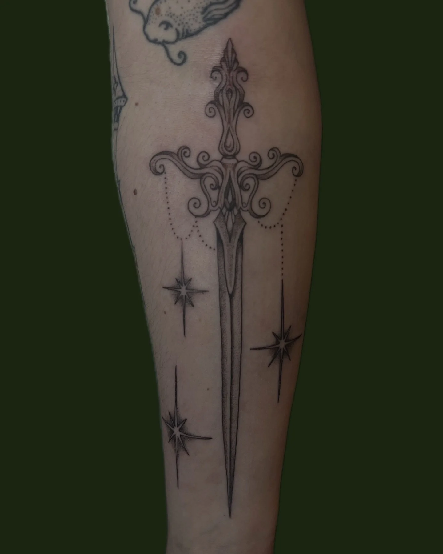 magic sword tattoo for kirsten ✨⚔️✨ thank you always!