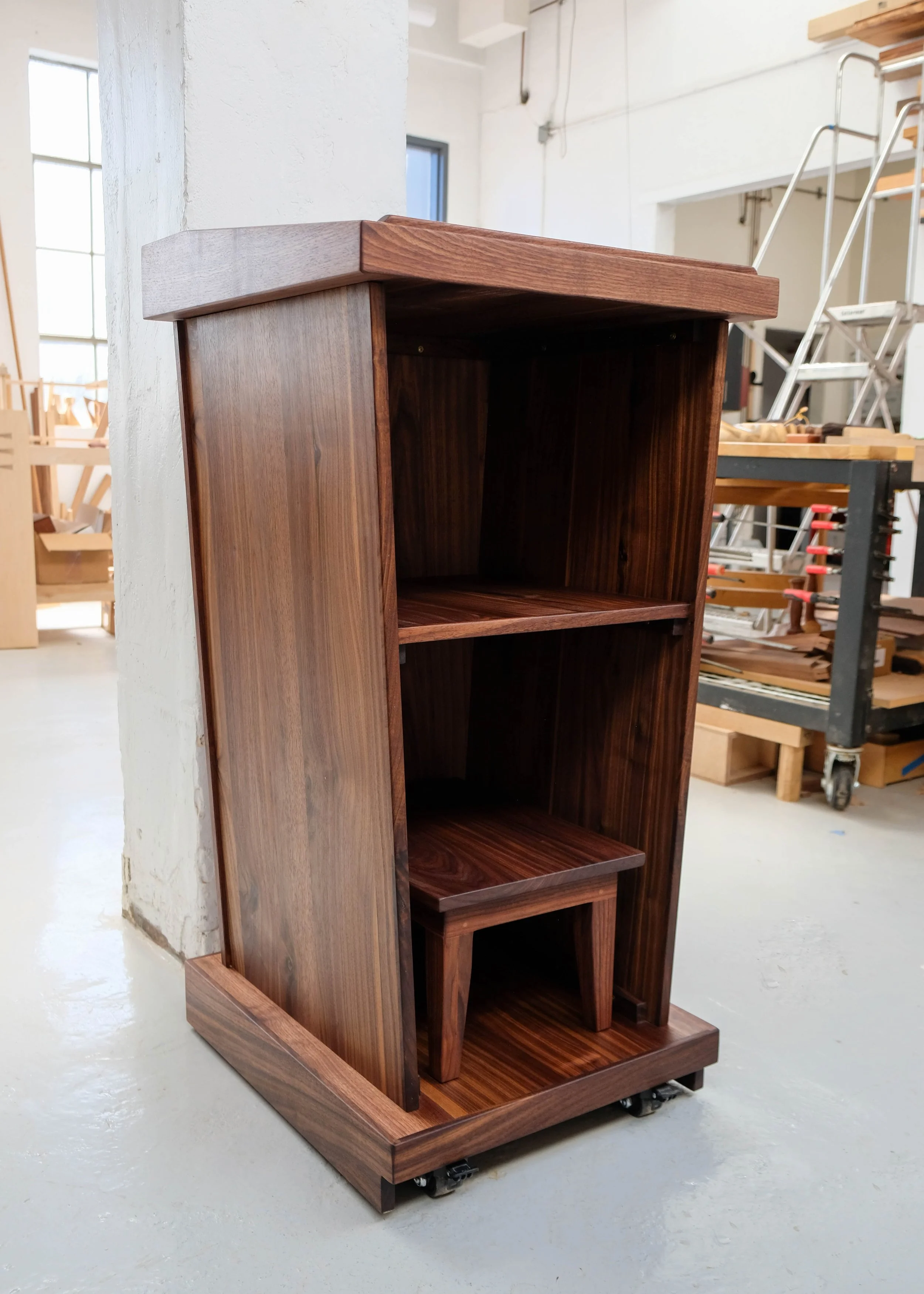 The SF School Walnut Lectern with Stool ~ starting @ $3,200