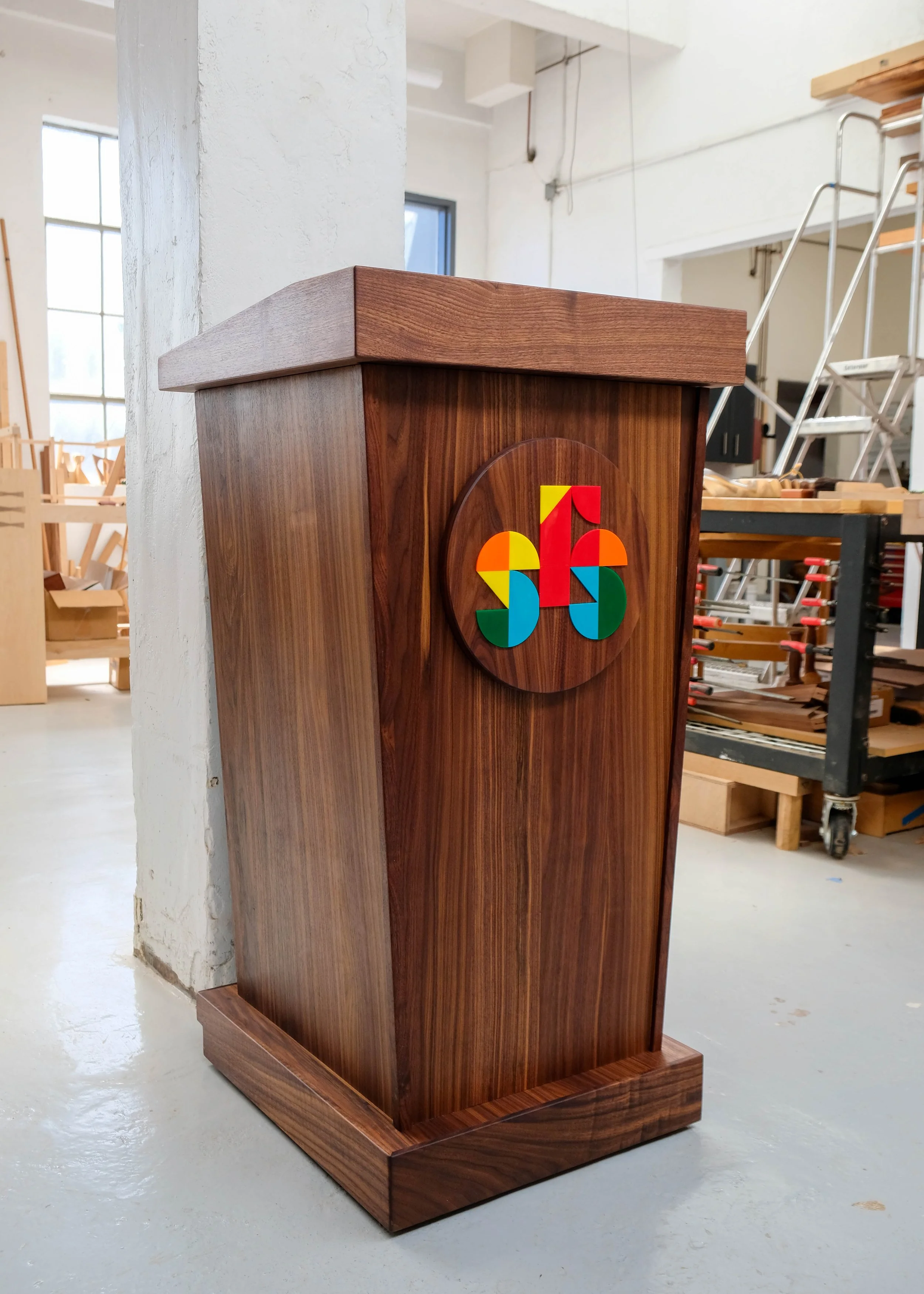 The SF School Walnut Lectern with Stool ~ starting @ $3,200