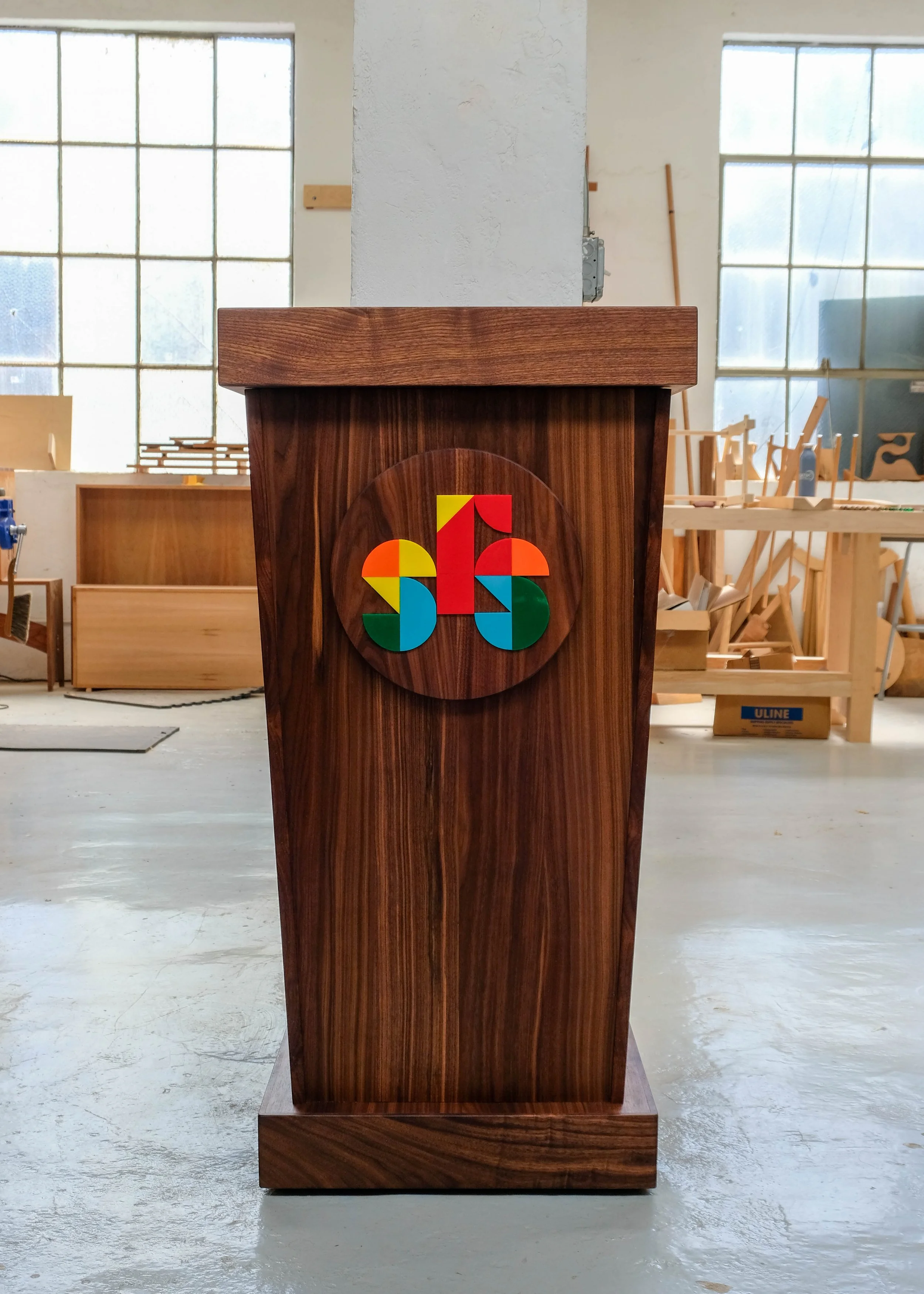 The SF School Walnut Lectern with Stool ~ starting @ $3,200