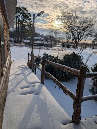 winter storm porch at a counseling facility in mansfield, texas