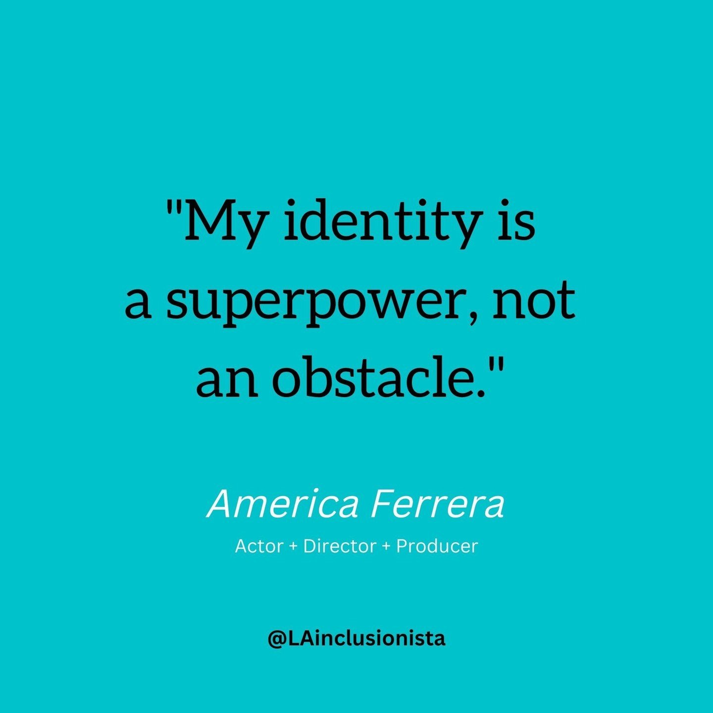 Monday shoutout to all the superheroes out there...⁠
⁠
🦸🏻&zwj;♀️🦸&zwj;♂️🦸🏿&zwj;♂️🦸🏼&zwj;♀️🦸🏽🦸🏿&zwj;♀️🦸🏻&zwj;♂️🦸🏾&zwj;♀️⁠
⁠
[ID: Graphic with a quote from @americaferrera that says, &ldquo;My identity is a superpower, not an obstacle.&r