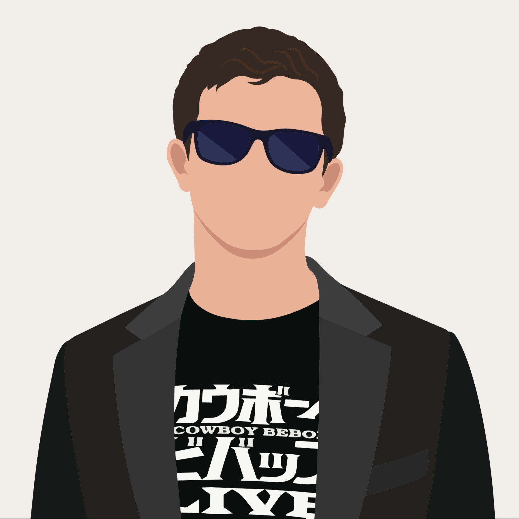 Man wearing Cowboy Bepop shirt