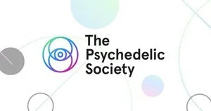 Logo of The Psychedelic Society with circular, colorful design elements.