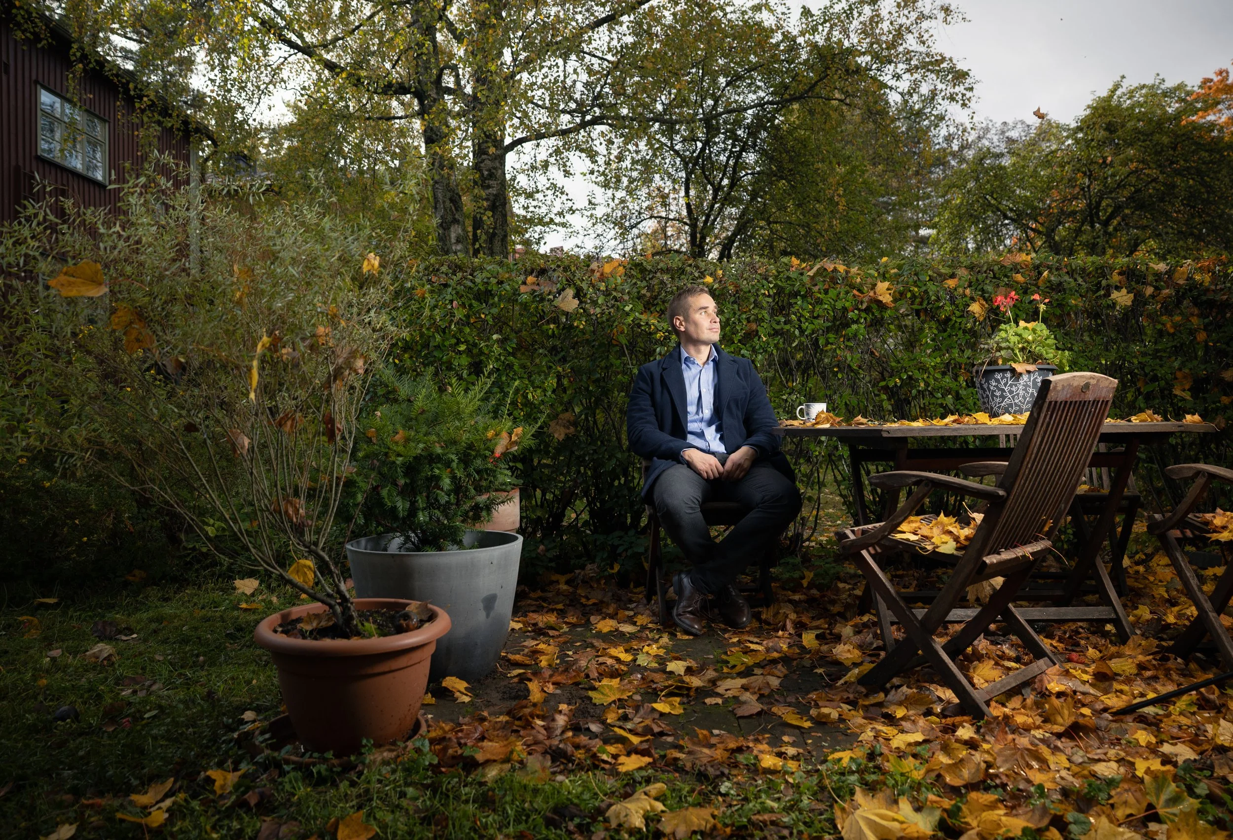 Writer Joel Hohko photographed for Suomen Kuvalehti.