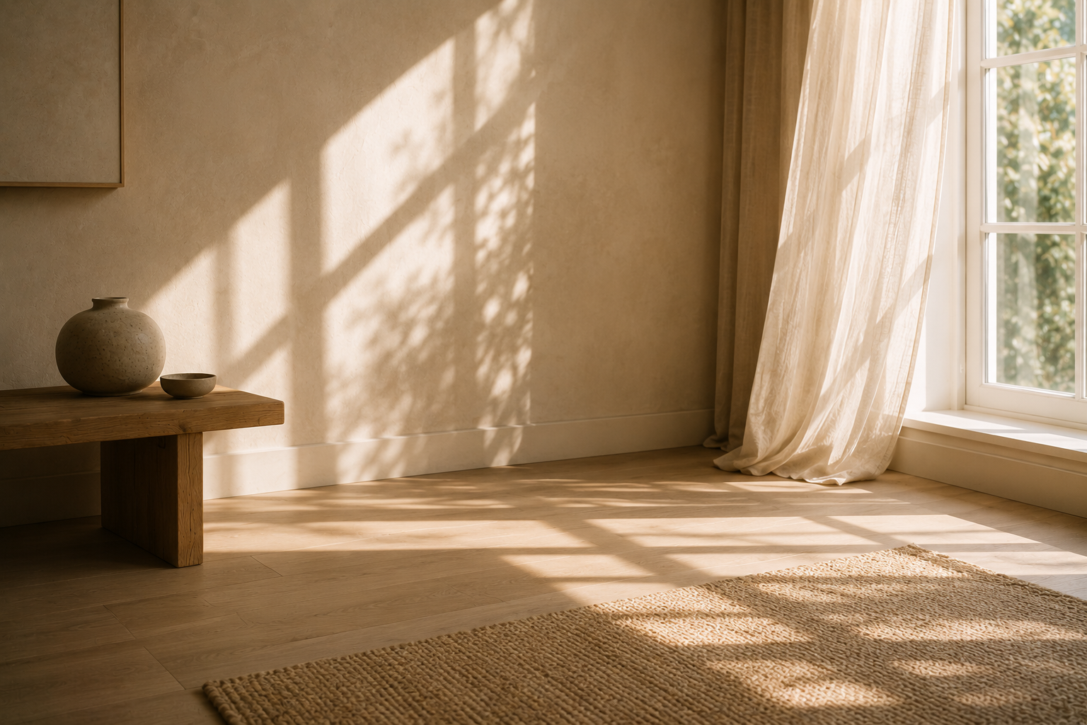 Soft morning light across a quiet room