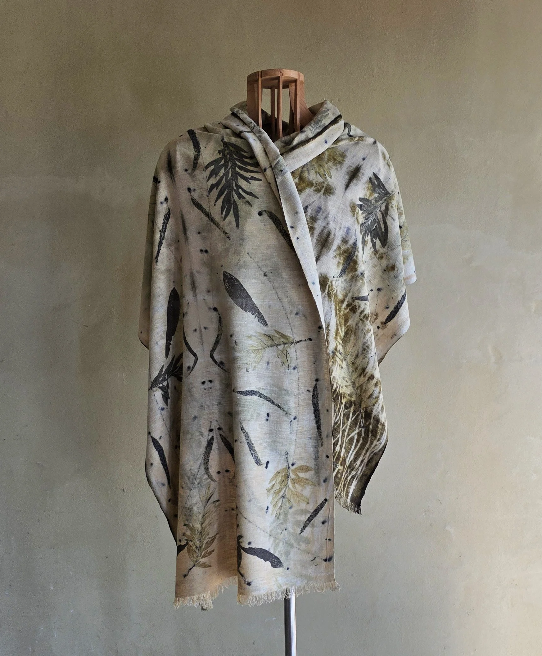 Botanically printed silk shawl 2