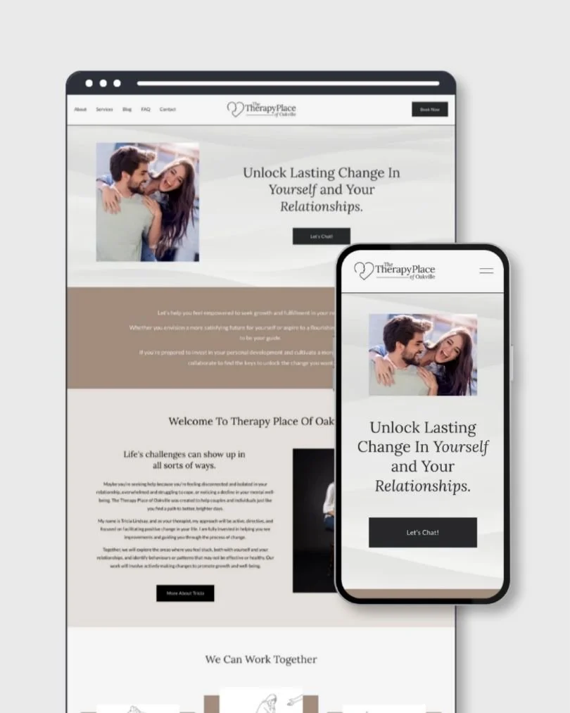 Responsive website homepage of Therapy Place of Oakville.
