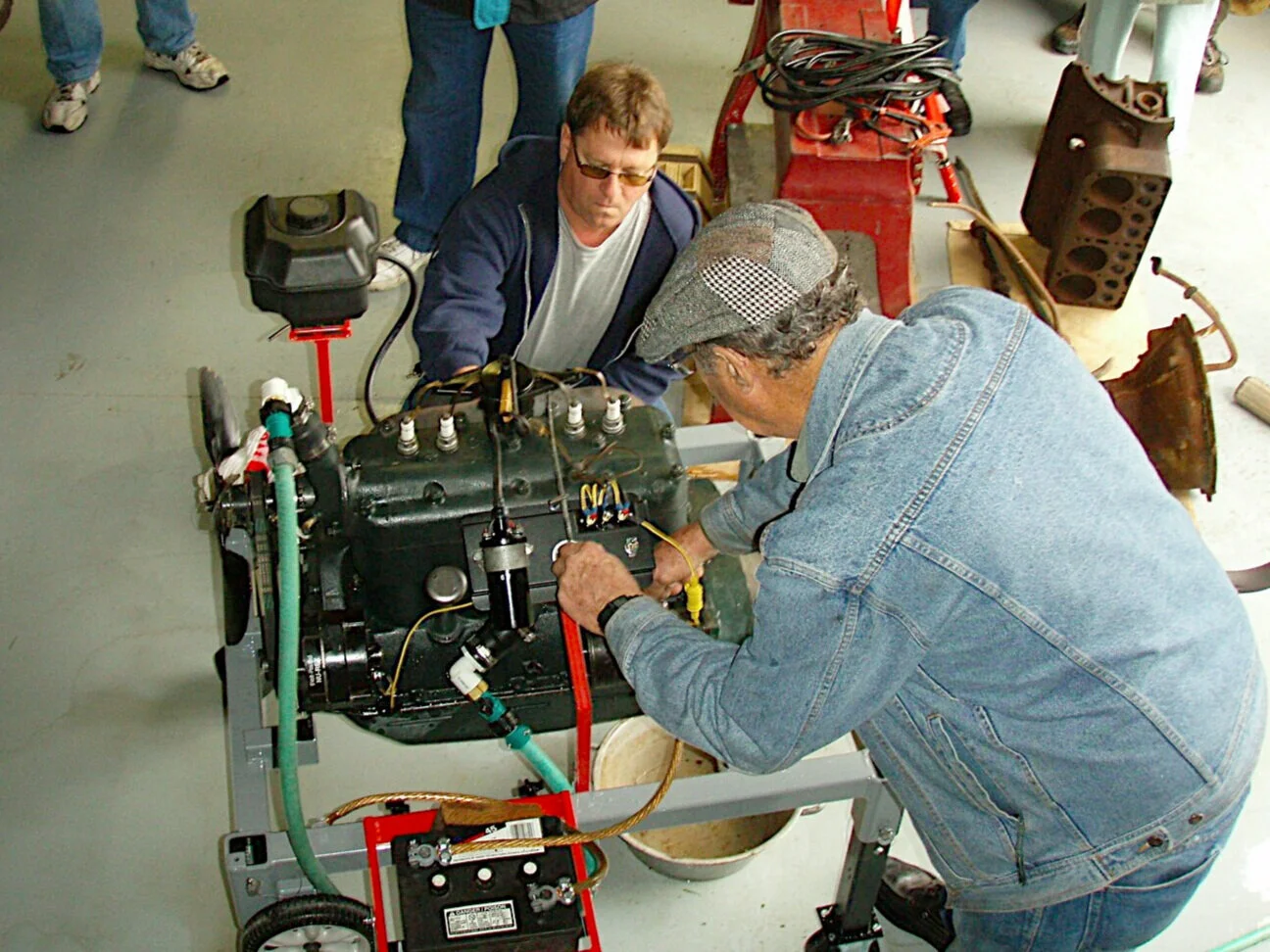 Testing a rebuilt engine on our test stand