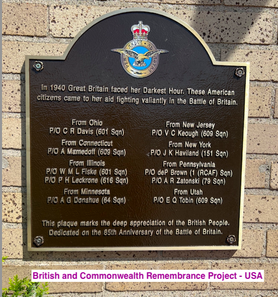 Commemoration Plaque Dedication, Battle of Britain