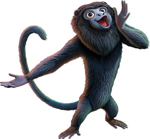 Cartoon illustration of a black monkey