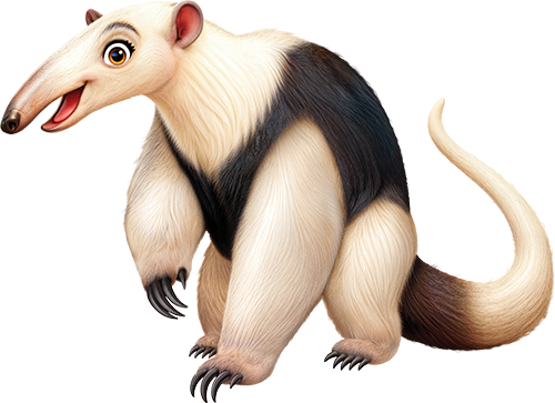 Cartoon illustration of an ant eater