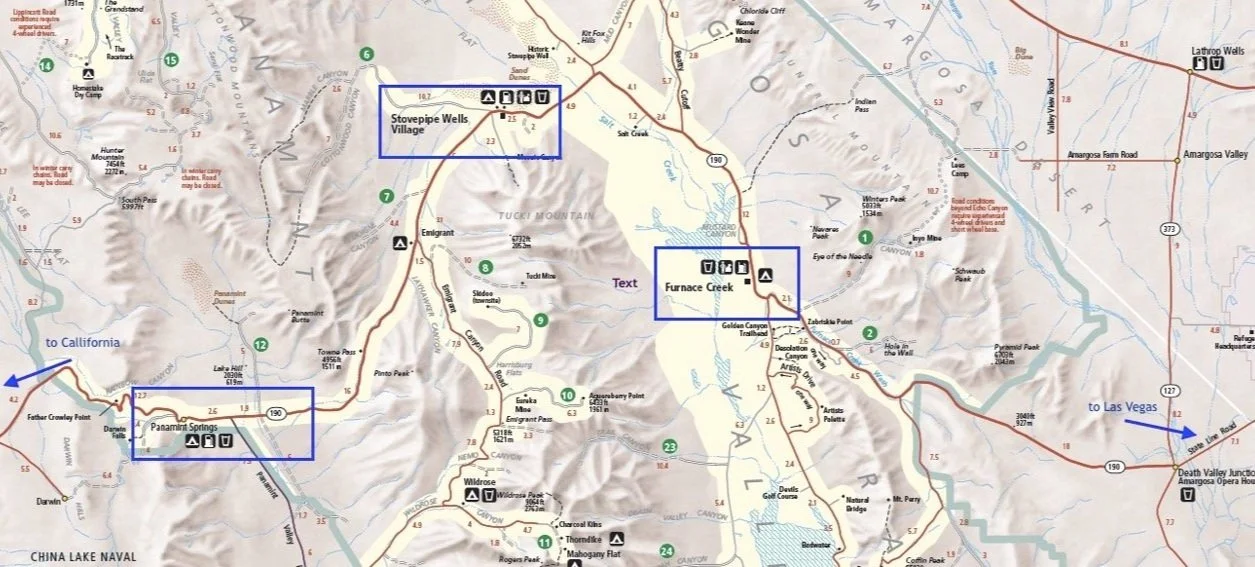   3 Main areas to stay inside Death Valley National Park  