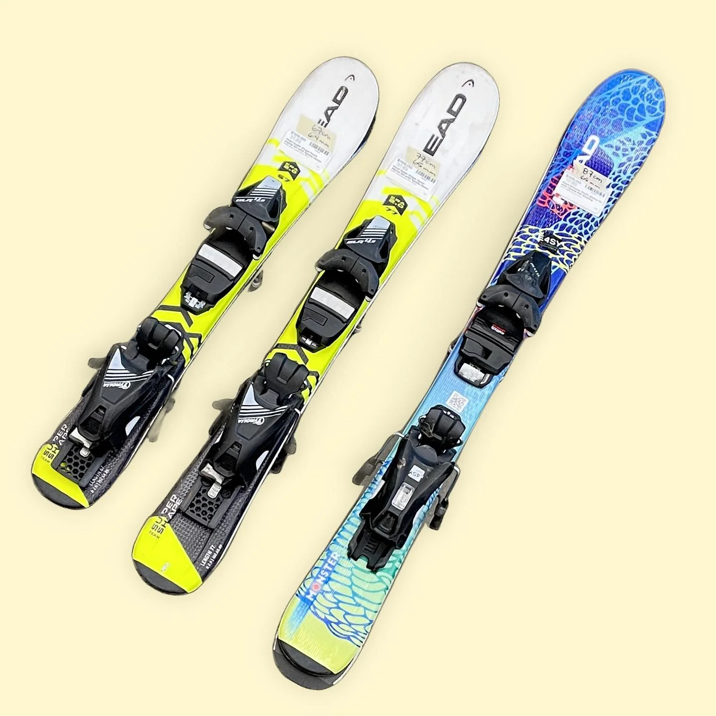 🏃&zwj;♀️ Run don&rsquo;t walk! These won&rsquo;t last long!

Head Supershape 67
Head Supershape 77
Head Monster 87

MSRP: $299 // CC: $109
All have demo bindings=easy adjustment to any boot!