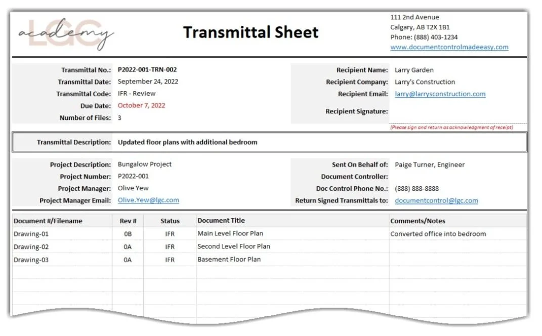 What are Document Transmittals? (Transmittal Form Basics!) LGC Academy