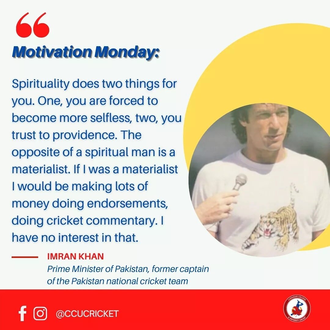 The Month of Ramadan 🌙 provides a time to renew and strengthen the faith of those who observe it. See what legendary cricketer Imran Khan had to say about the benefits of spirituality 💭💯
.
.
.
.
.
#CCUC #CCUCricket #CollegeCricket #UniversityCrick