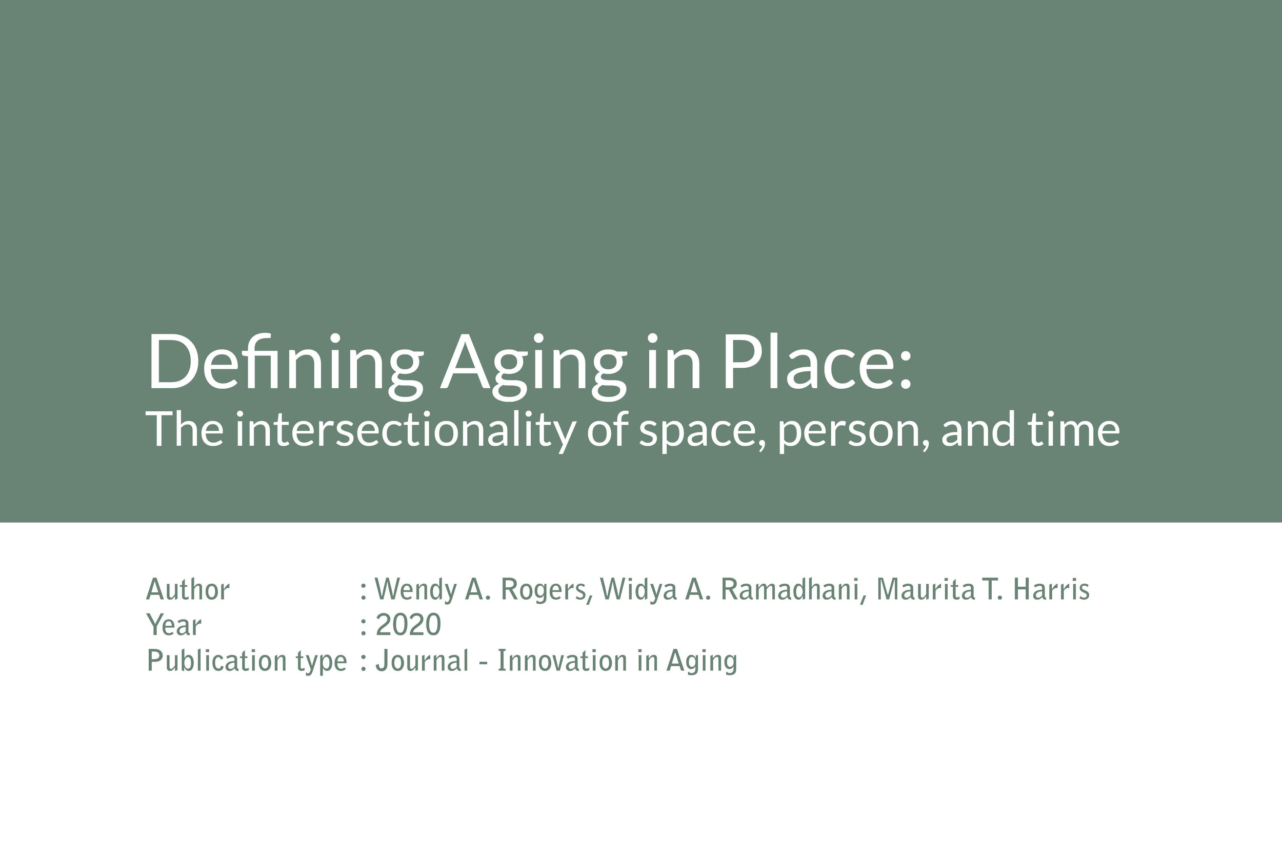 Article published on Innovation in Aging