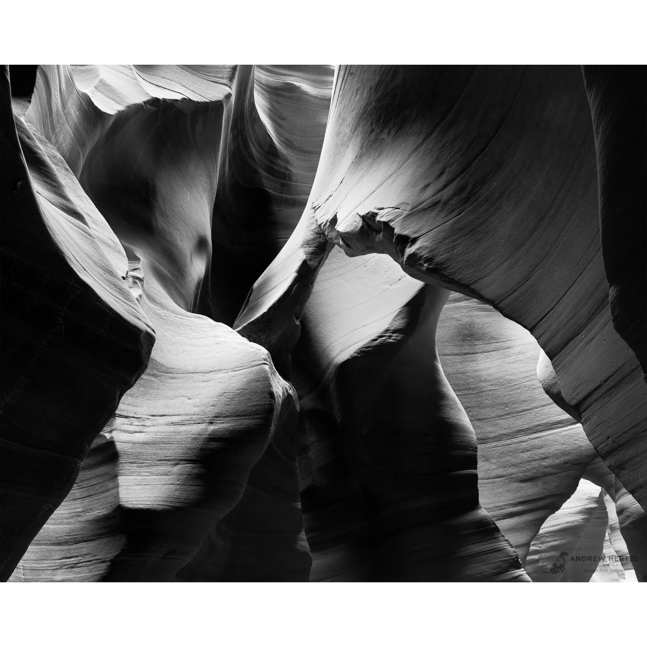 Mockup of fine art black and white photograph of a slot canyon in southern utah