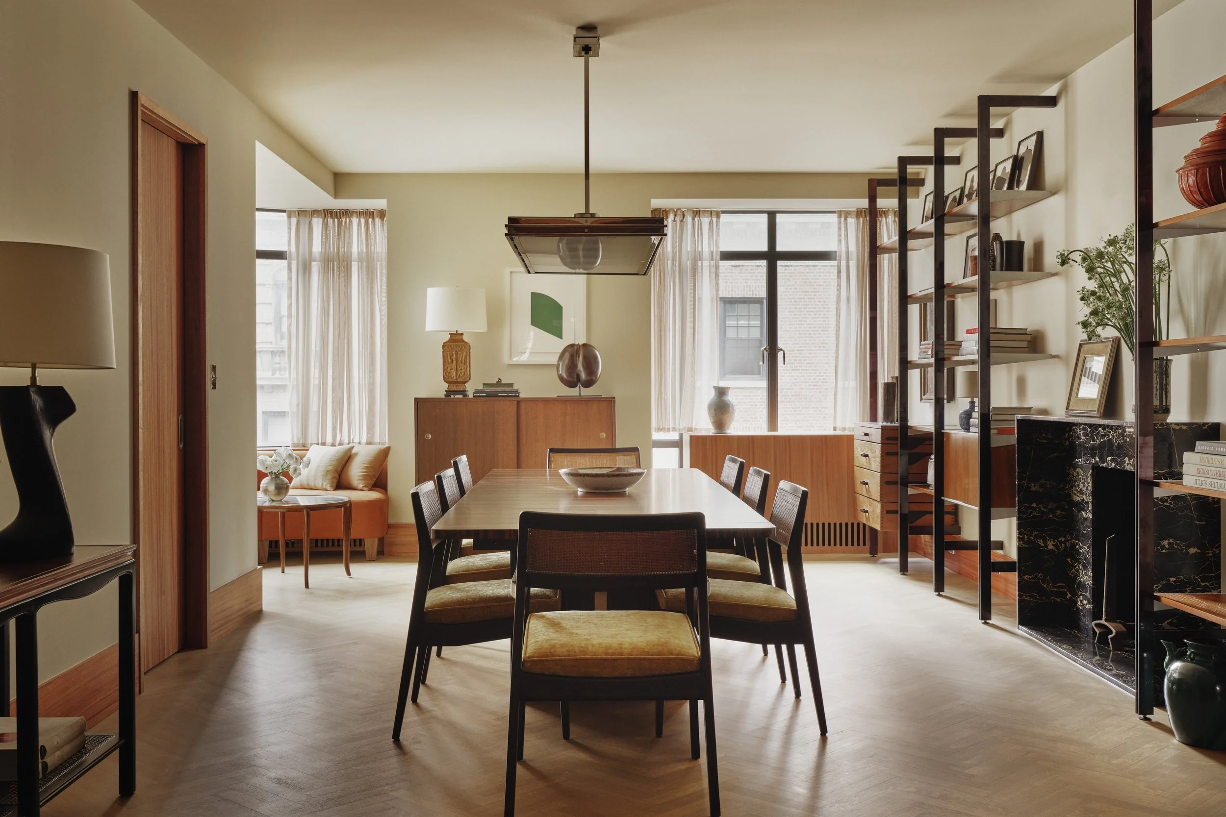 A dining room in the Rockefeller Apartments designed by Nicholas Potts and Armando Aguirre