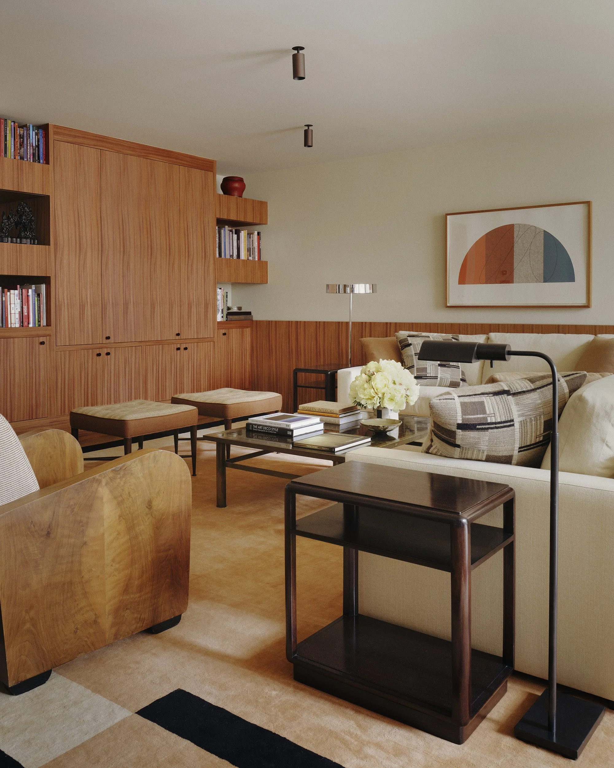 A living room in the Rockefeller Apartments