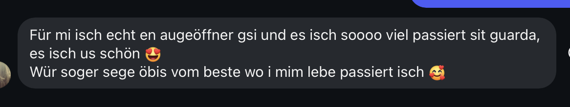 Ausschnitt eines Textes in Schweizerdeutsch mit Emojis.