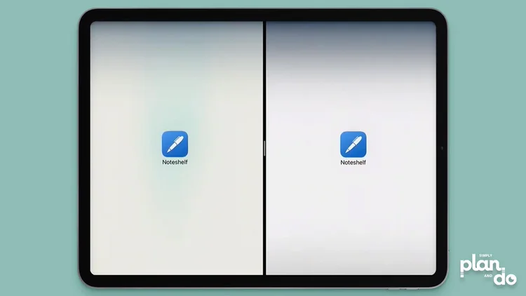 simplyplananddo.com - how to create a sticker book in the Noteshelf app - open a second window with Noteshelf, using split screen.