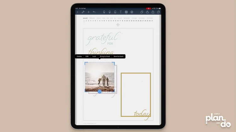simplyplananddo.com - video tutorial and step-by-step - when you resize, the photo will temporarily appear to be back on the top layer.