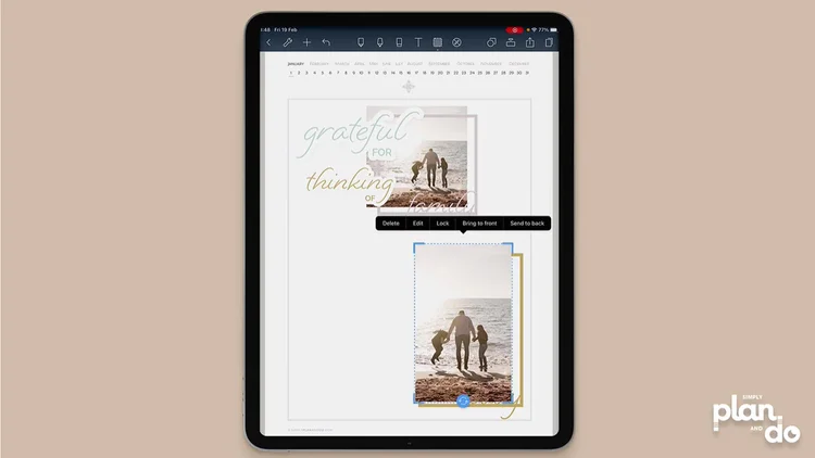 simplyplananddo.com - video tutorial and step-by-step - if you crop photos, they will also appear to jump to the front layer until you deselect.