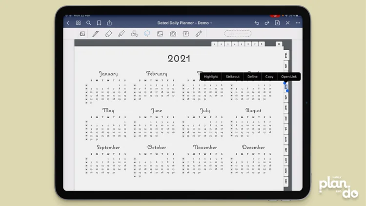 simplyplananddo.com - video tutorial and step-by-step - faster workflow in GoodNotes - you can access hyperlinks while still in edit mode.