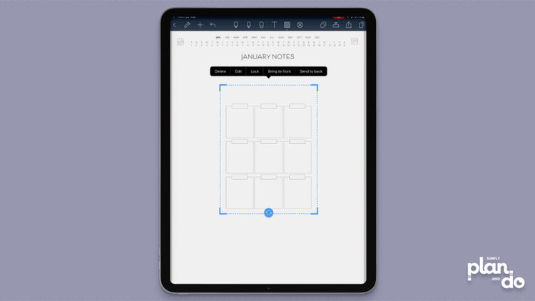 simplyplananddo.com - video tutorial and step-by-step - how to combine page templates (png files) in Noteshelf to create new ones suited to your needs - use Edit mode to find the crop options.