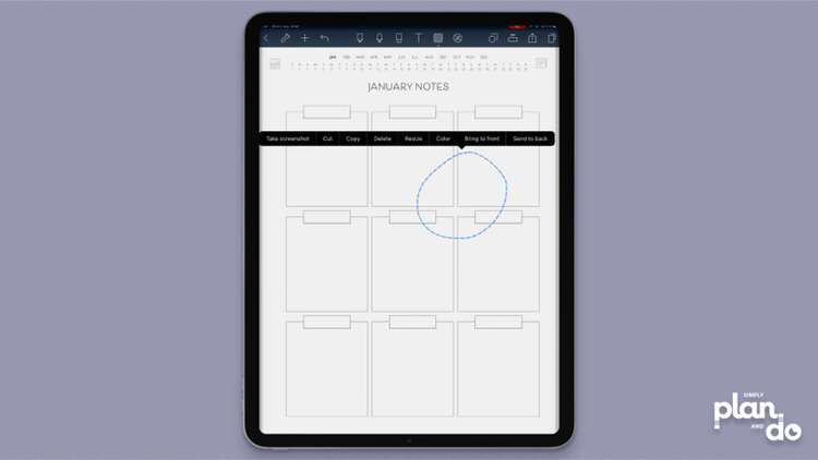 simplyplananddo.com - video tutorial and step-by-step - how to combine page templates (png files) in Noteshelf to create new ones suited to your needs - don’t use the lasso option as this only gives you resize not edit.