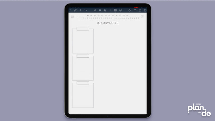 simplyplananddo.com - video tutorial and step-by-step - how to combine page templates (png files) in Noteshelf to create new ones suited to your needs - click done to return to your page.