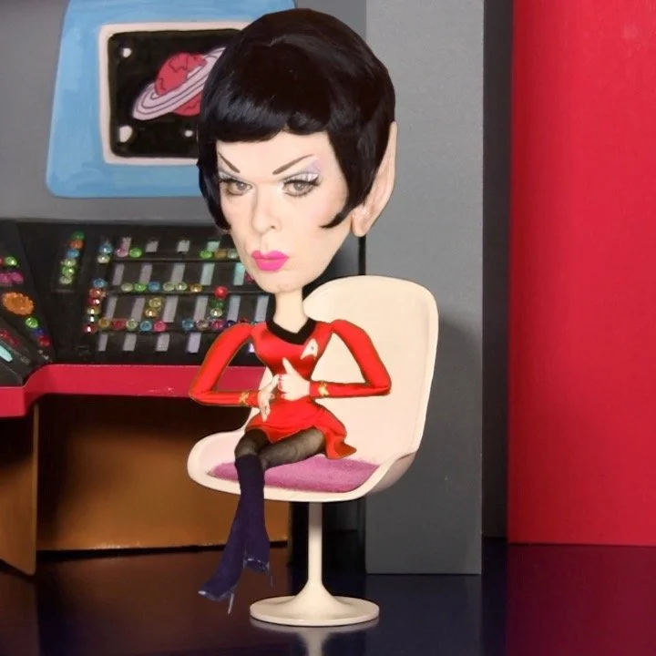 A still from my tribute to the sheroes of sci-fi ! Check it out on my Instagram , it entirely logical #startrek #campmovie #comedyreels #vlucan #puppet #bratz