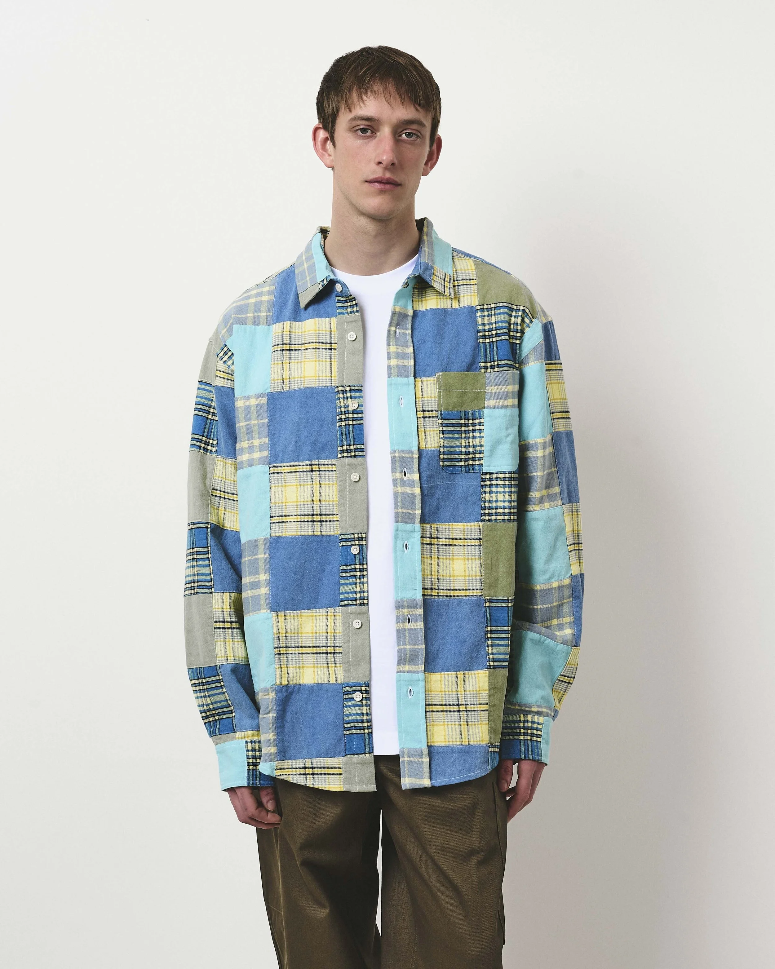 Checkered Patchwork Shirt Blue Yellow_14.jpeg