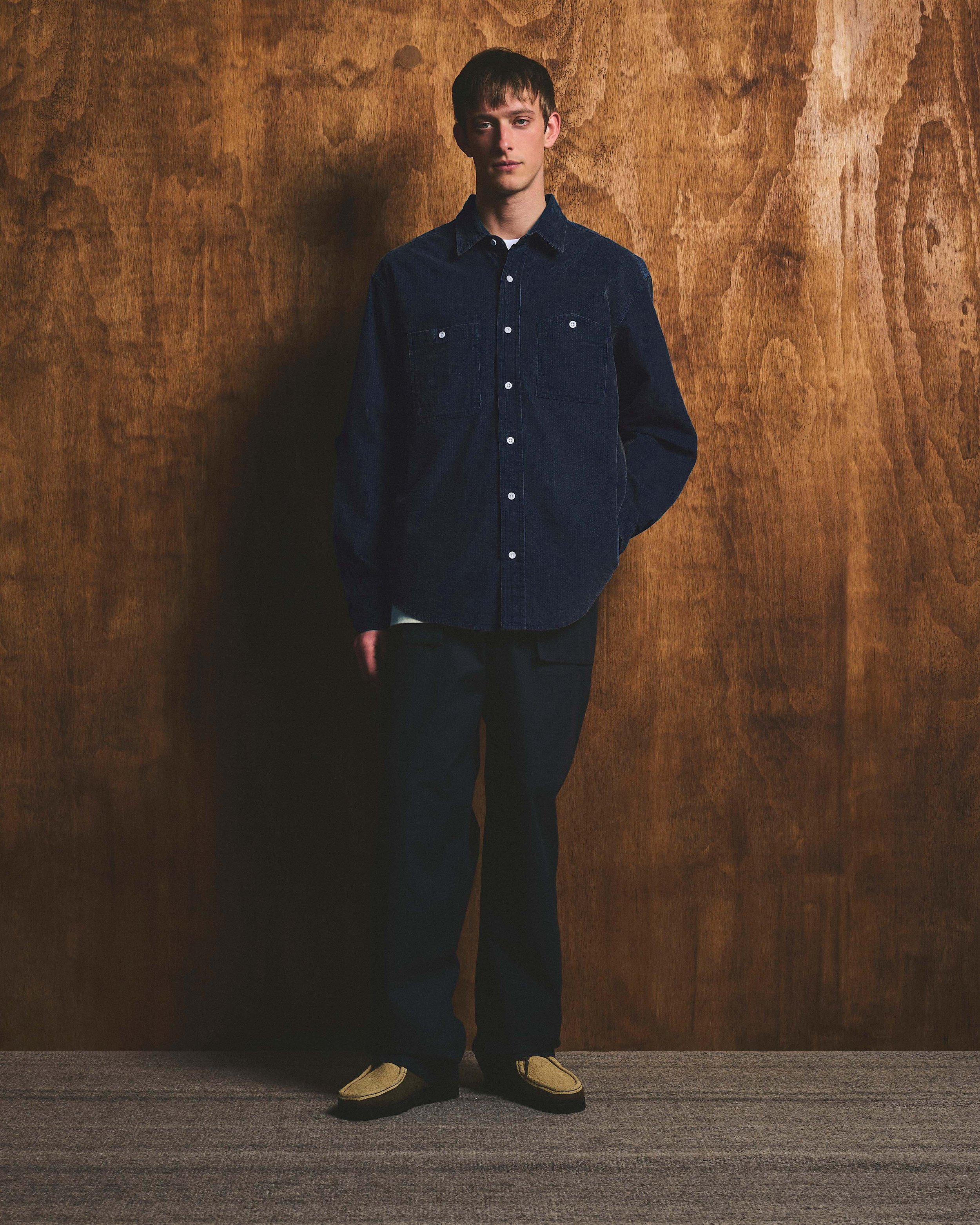 Seersucker Cord Workers Shirt - Vintage Navy